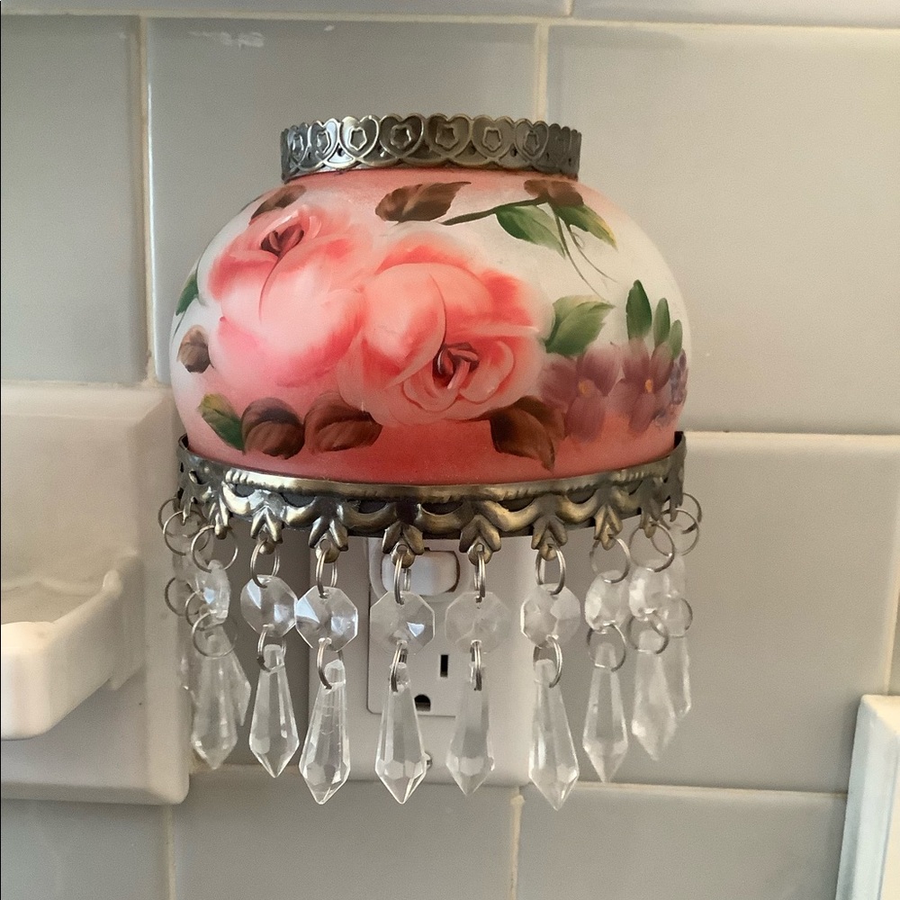 Night Light with Hand Painted Chandelier Shade